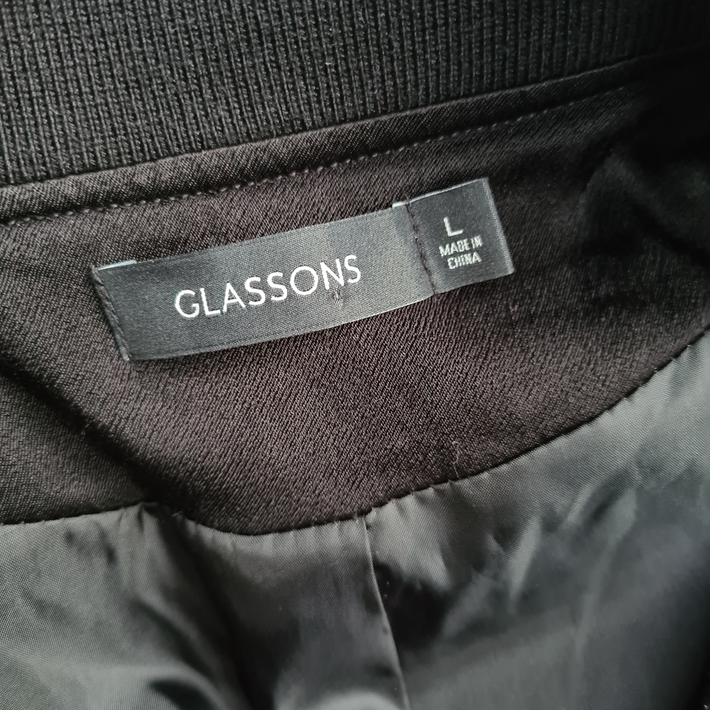 Glassons Size L Women's Black Satin Feel Floral Embroidered Bomber Jacket - Picture 11 of 13